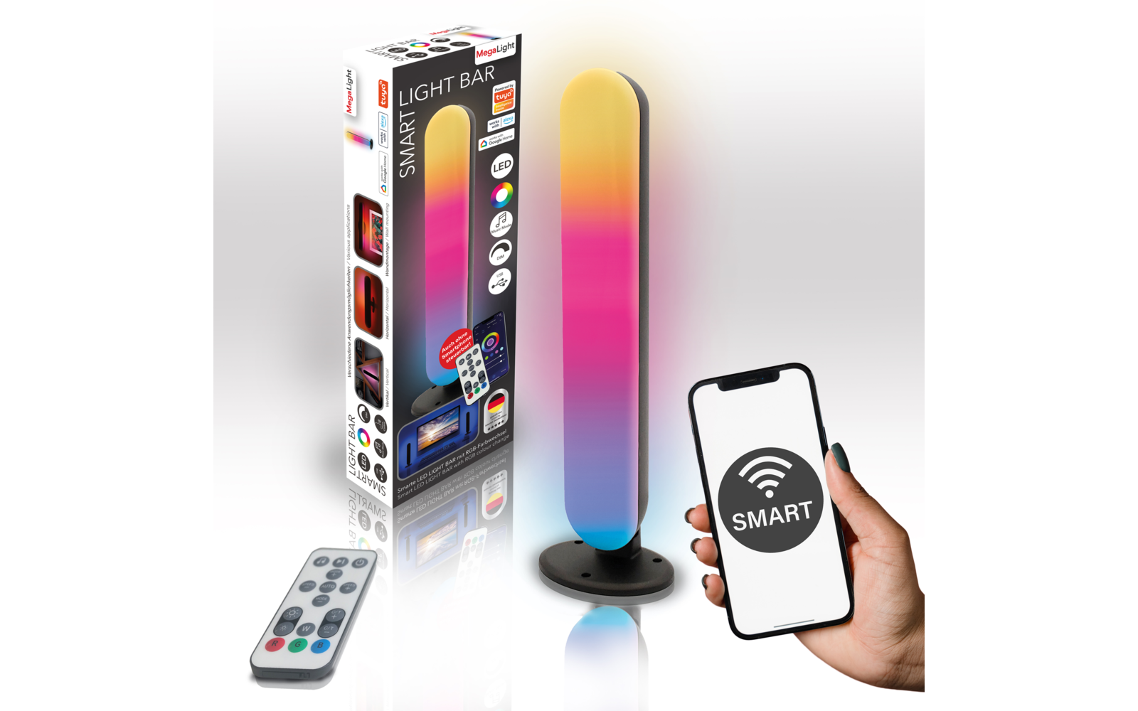 Megalight LED Lightbar Beleuchtung für TV, PC und Mobilar mit verschiedenen Farbmodi 2 Meter