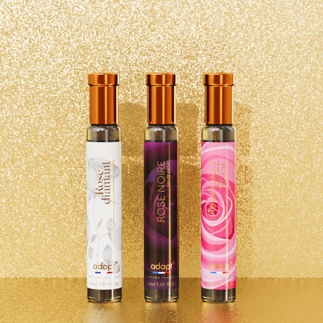 Flower power - Coffret 3 eaux de parfum Rose noire 30ml + Rose diamant 30ml + Absolument rose 30ml