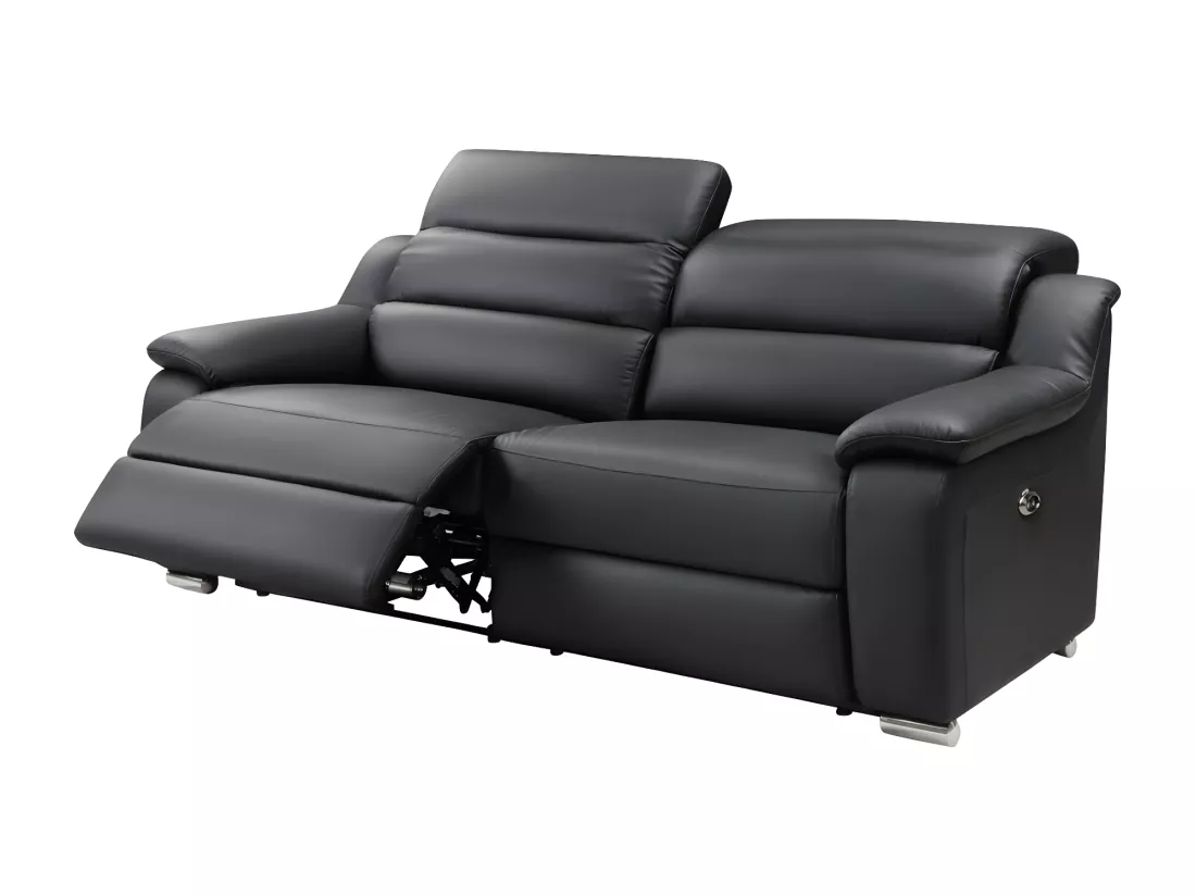 Canapé 3 places et fauteuil relax électrique en cuir noir ARENA III