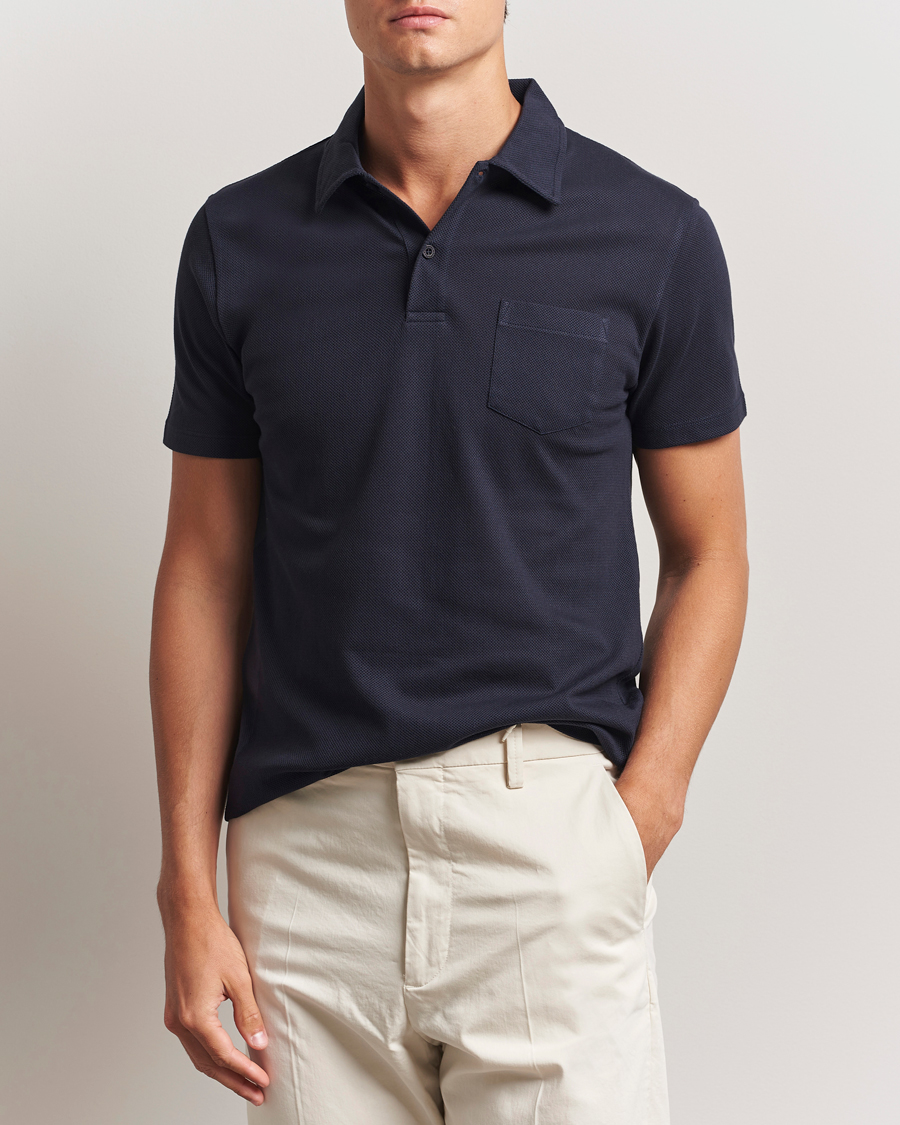 Sunspel Riviera Polo Shirt Navy