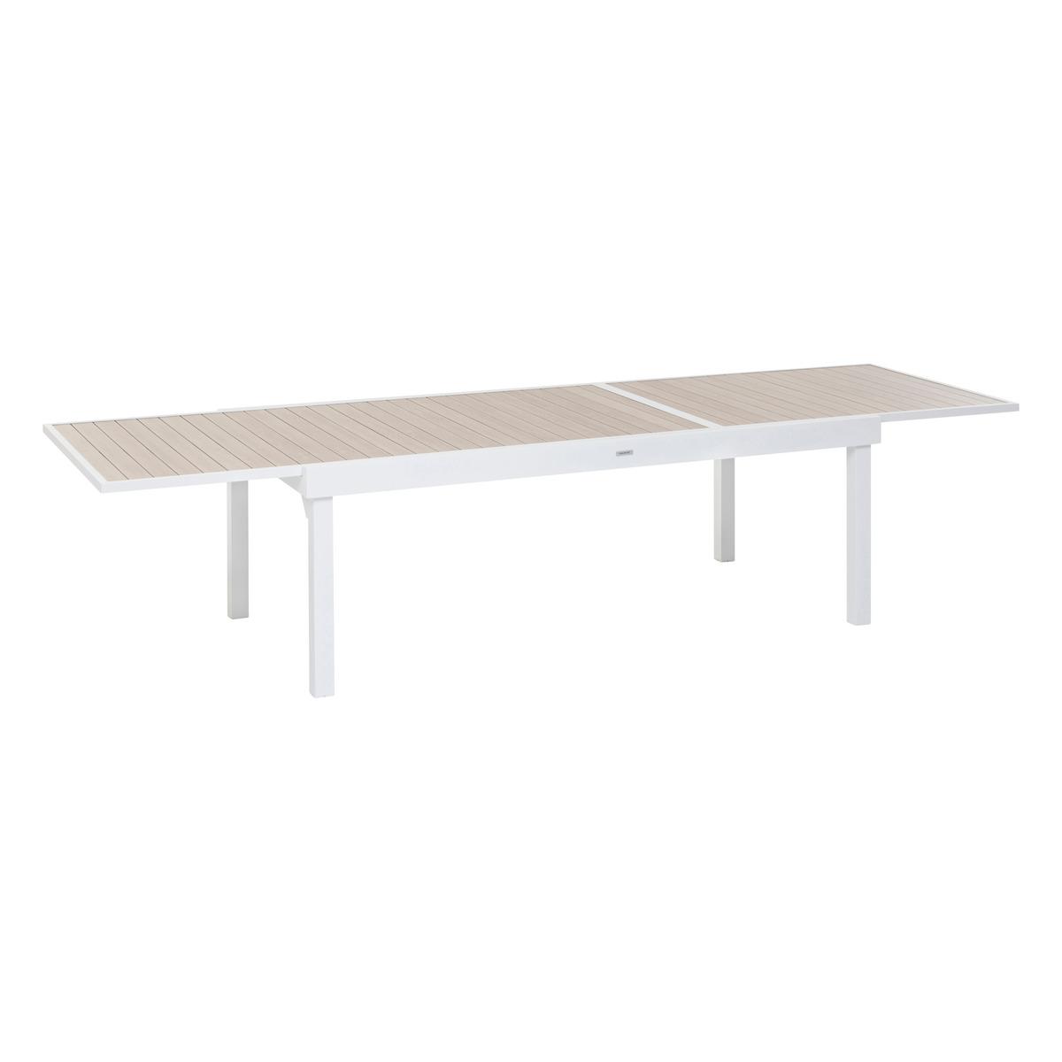 TABLE PIAZZA EXTENSIBLE ALUMINIUM LIN BLANC 12 PLACES