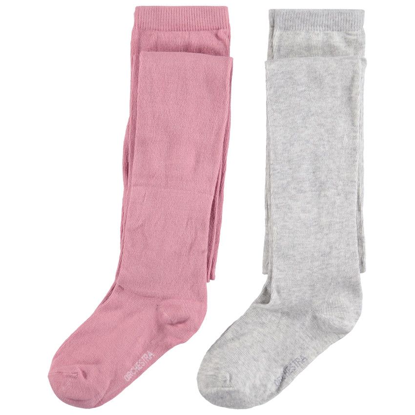 Lot de 2 collants épais unis - Rose