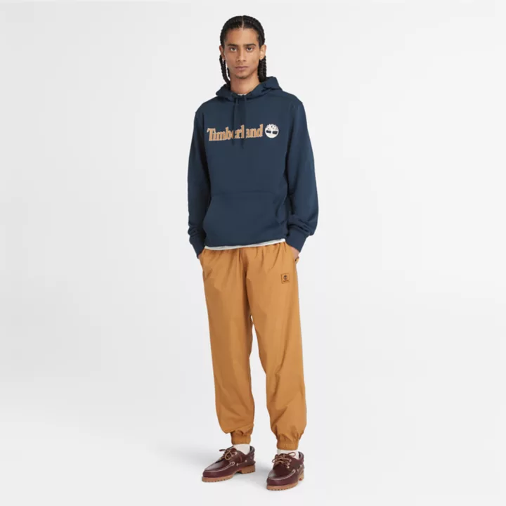 Sweat à capuche et logo linéaire pour homme en bleu marine