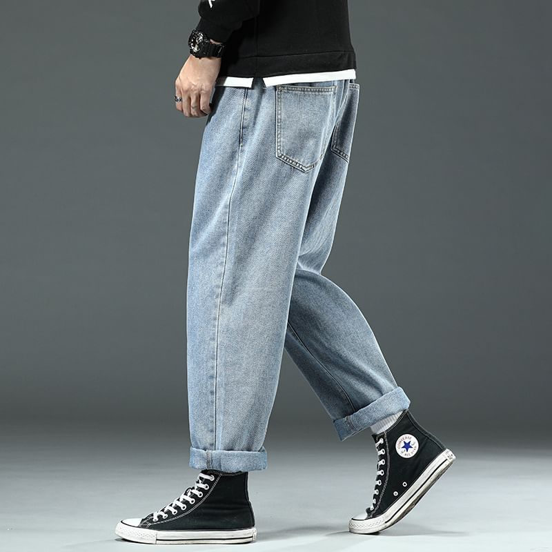 Denimic - Mid Rise Washed Baggy Jeans