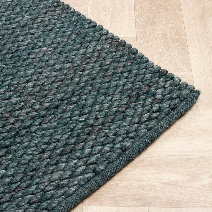 Wollen vloerkleed - Brilliant Blauw/Groen | Onwijs warm!