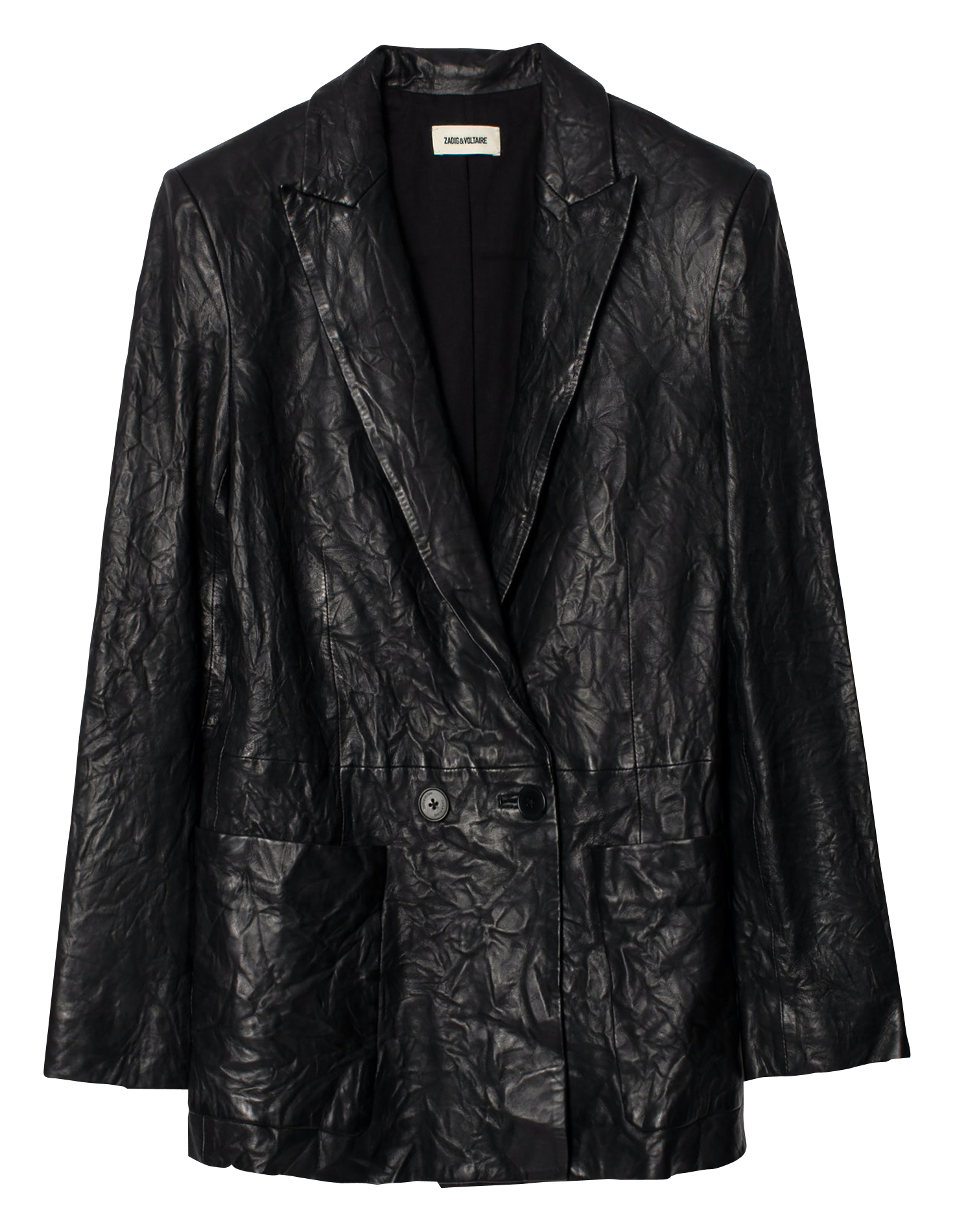 VISKO - Veste col tailleur en cuir | Noir