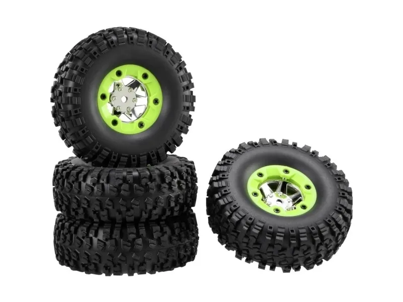 Reely 1:10 XS Buggy Komplette hjul Block-profil 6 eger Sølv 4 stk