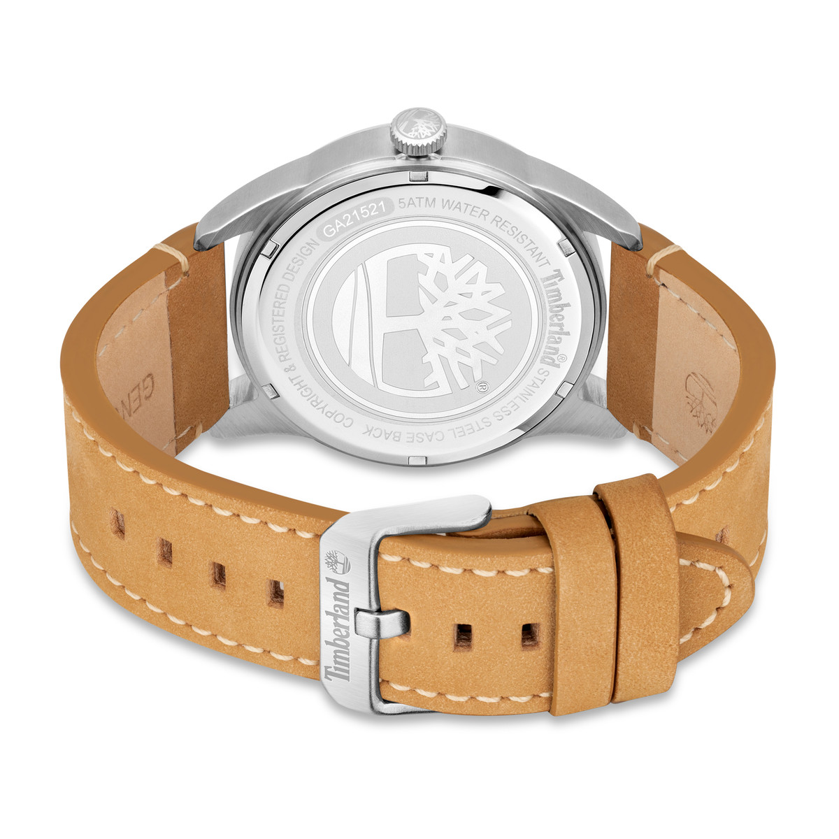 Timberland homme acier bracelet cuir caramel