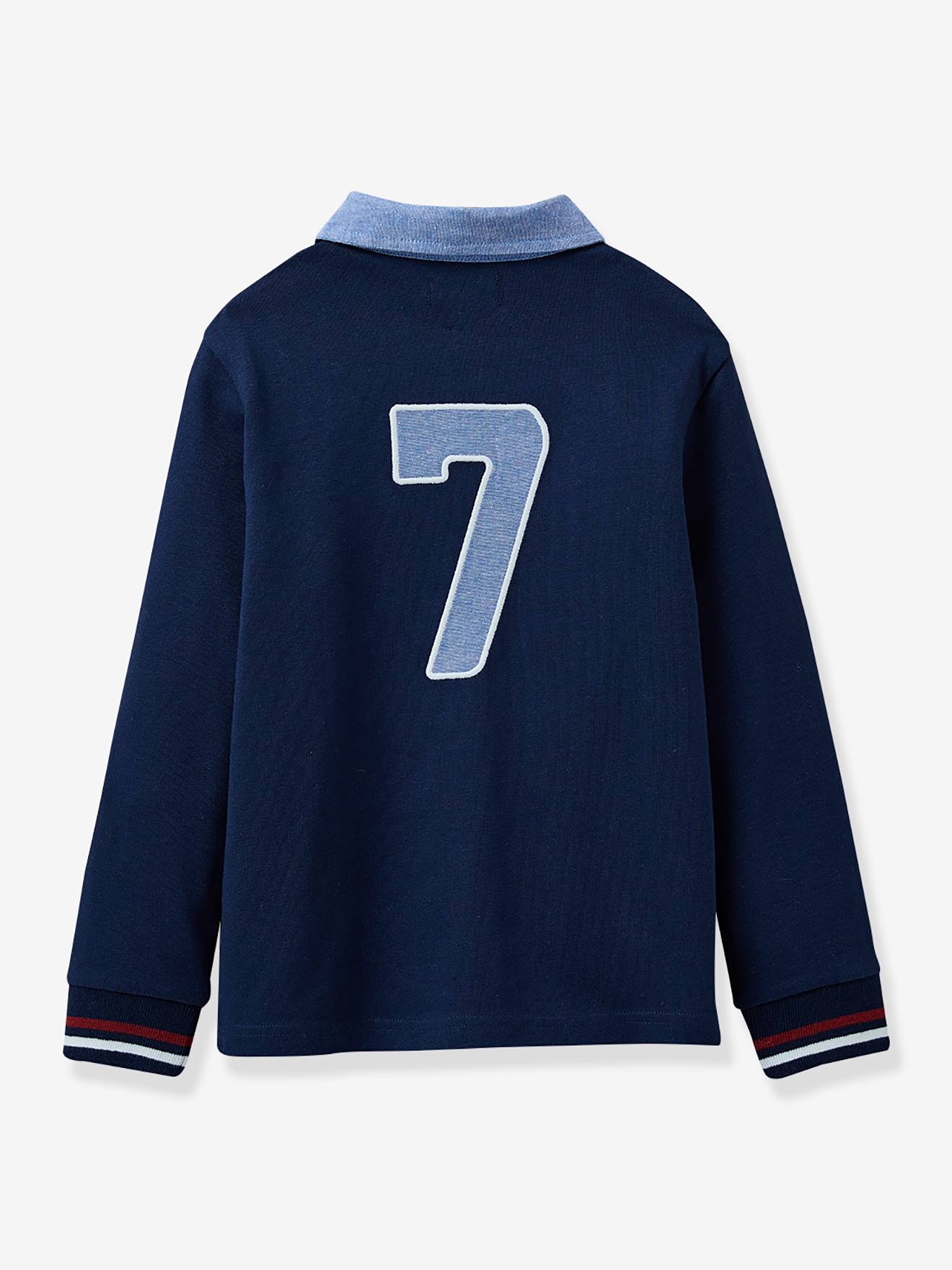 Camisa polo estilo rugby em algodão orgânico para meninos