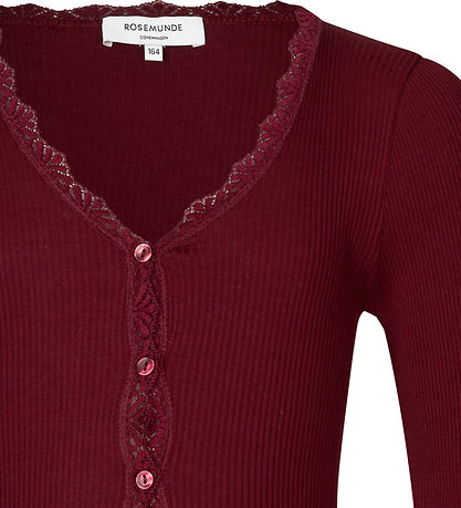 Rosemunde Cardigan - Silke/Bomuld - Cabernet m. Blonder