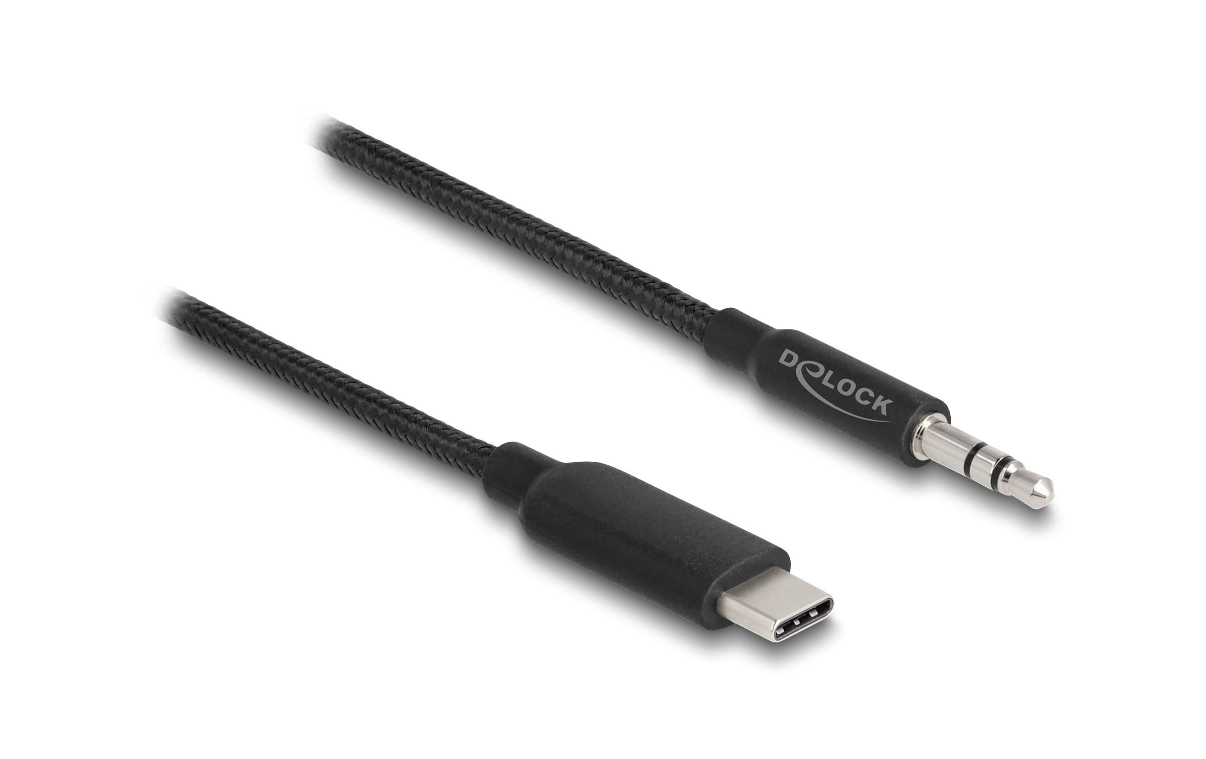 Audio-Kabel USB-C - 3.5 mm Klinke 1 mDelock Audio Stereo Kabel USB Type-C Stecker zu Klinkenstecker 3.5 mm 3 Pin 1 m schwarz