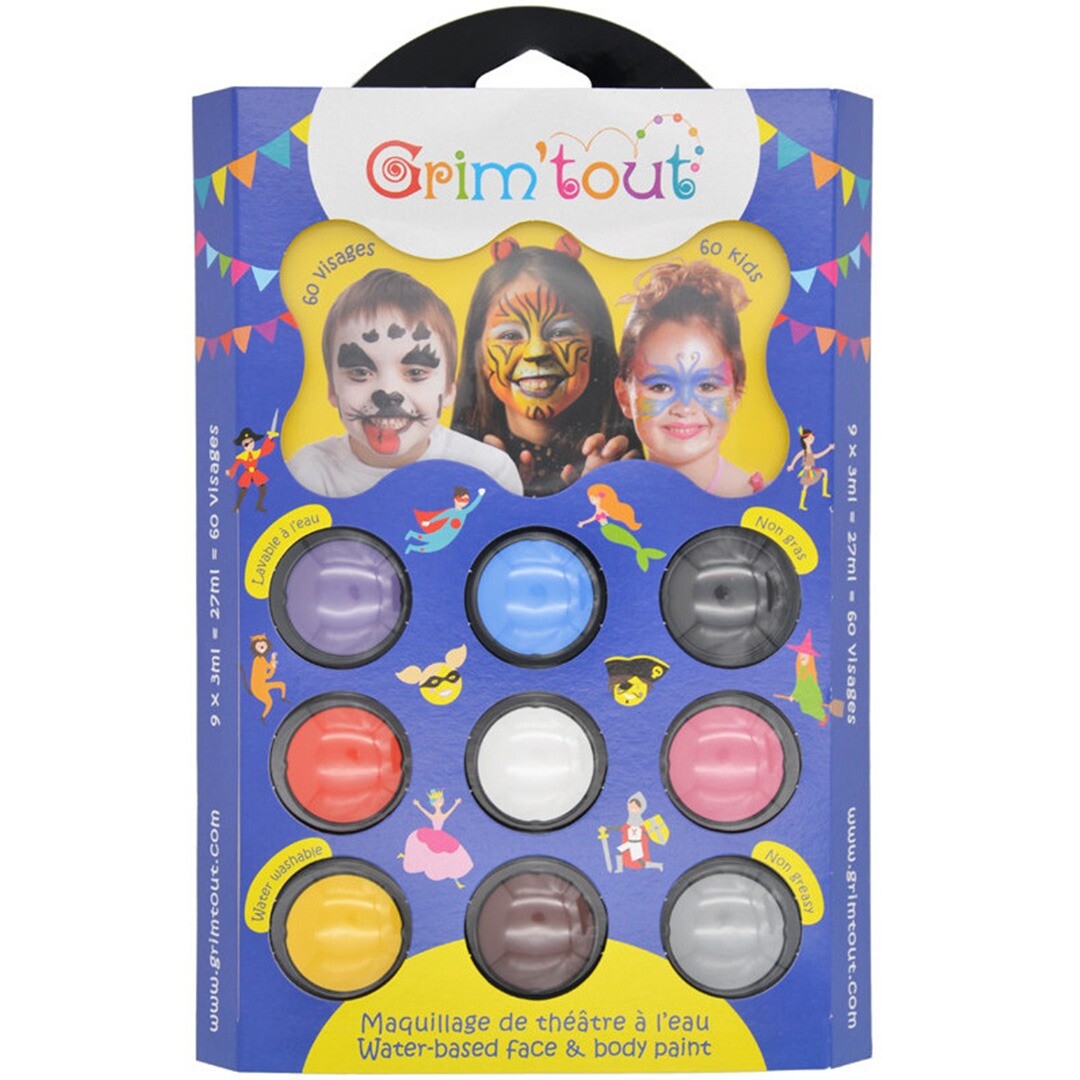 Grim'tout schminkset 9 kleuren - dierentuin