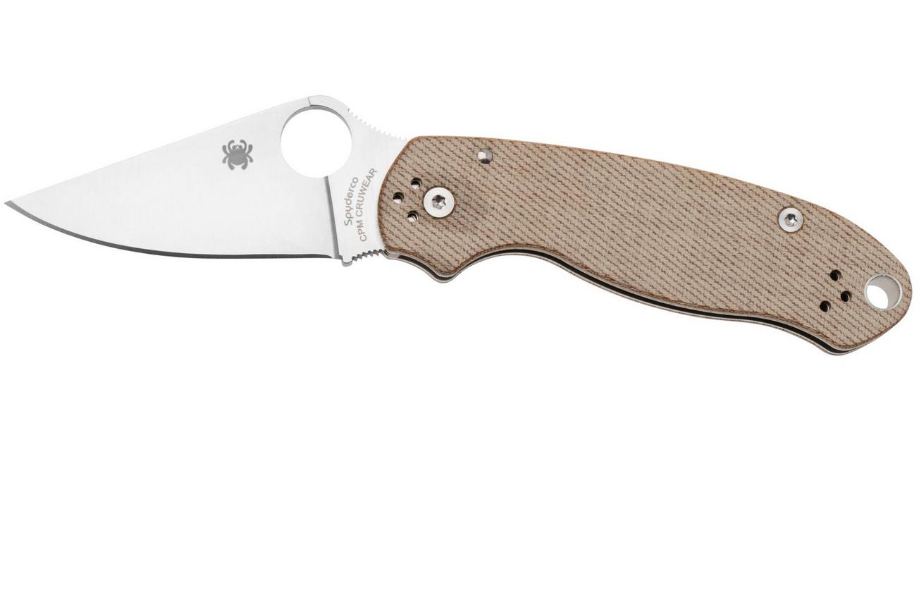 Spyderco Para 3 CPM Cru-Wear C223MPCW Brown Canvas Micarta, zakmes