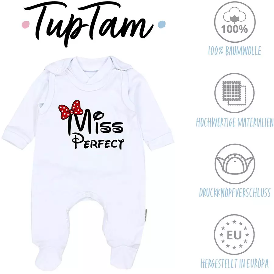 TupTam Baby Unisex Strampler-Set mit Aufdruck Spruch 2-tlg weißbordeaux