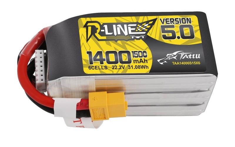 RC-Akku LiPo 1400 mAh 22.2 V 150C R-Line V5Tattu R-Line Version 5.0 6S LiPo Akku mit XT60 Stecker