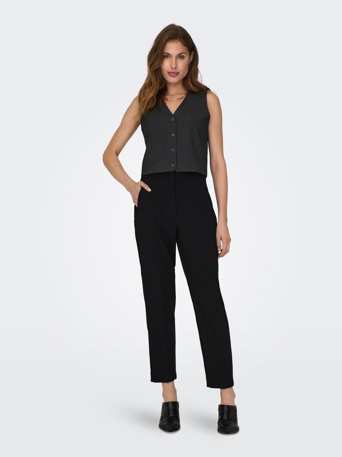 ONLRAVEN Hohe Taille Normal geschnitten Hose Black