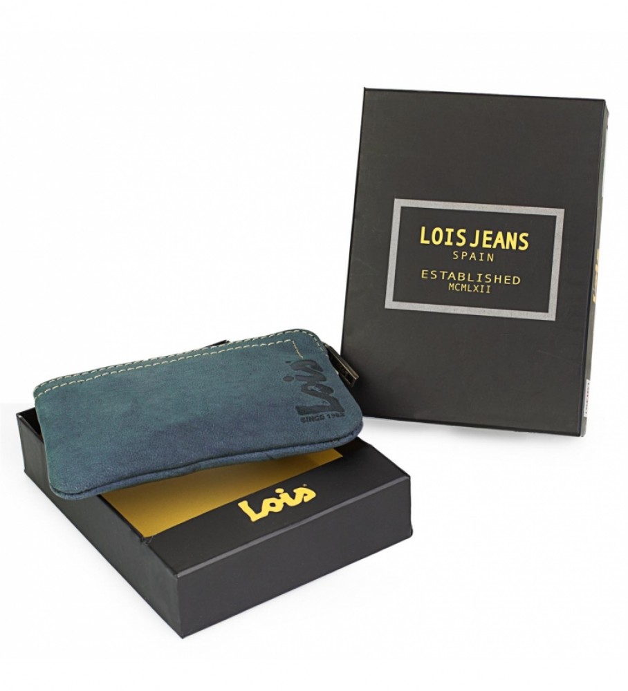 Carteira de couro Lois 201502 Azul - 11x7cm -
