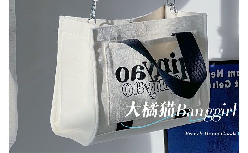 BANGGIRL - Set: Canvas schoudertas met belettering + tasbedel