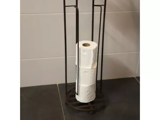 Dérouleur papier toilette en fer forgé marron 23 x 80 cm