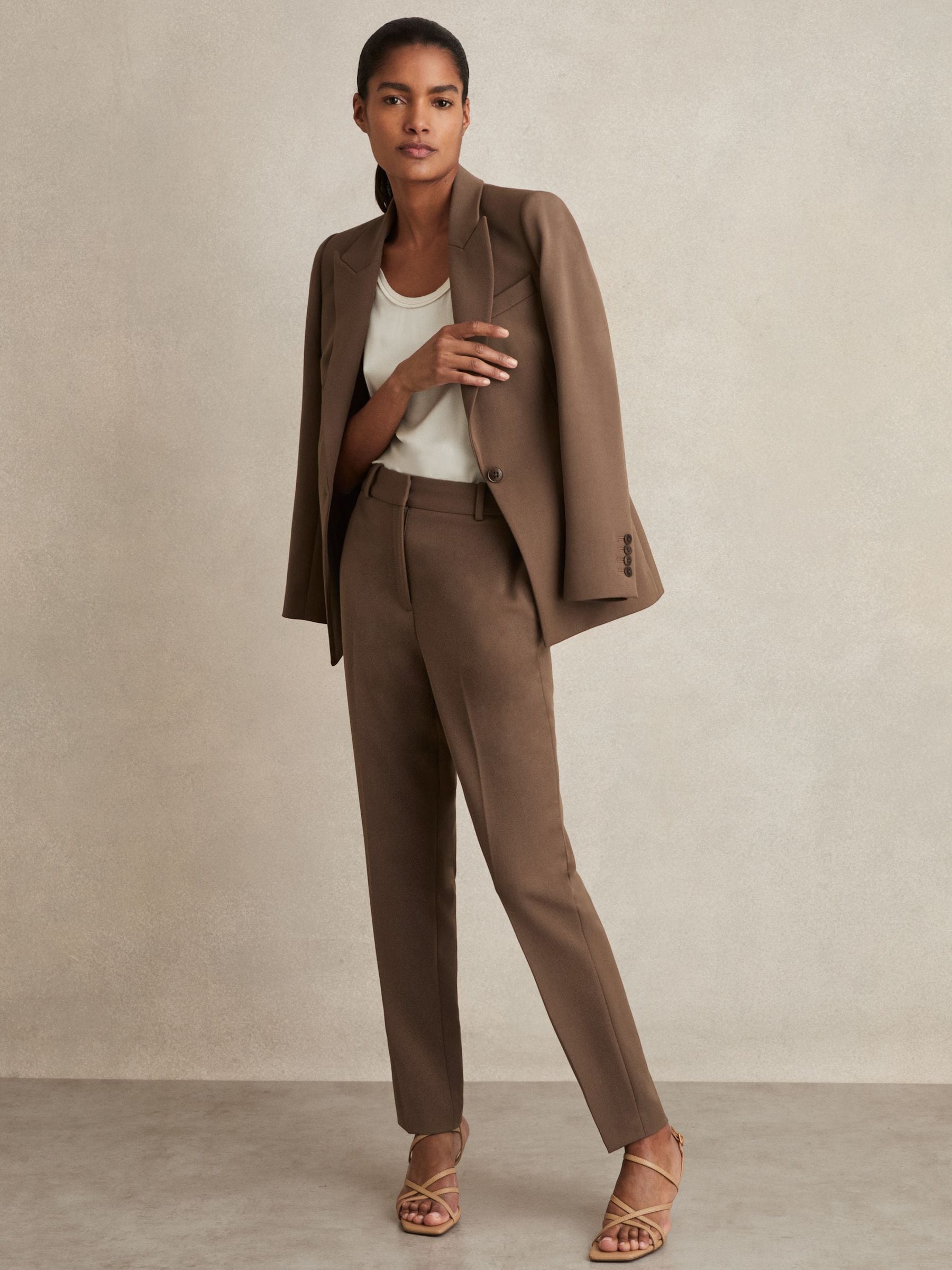 Mink neutraal - Reiss Gabi maatsnit-kostuumblazer met enkele knoopsluiting