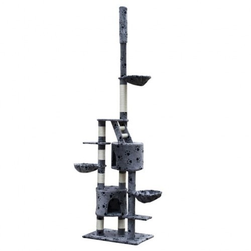 Arranhador XL para Gatos, Cinza, com Estampa de Patas