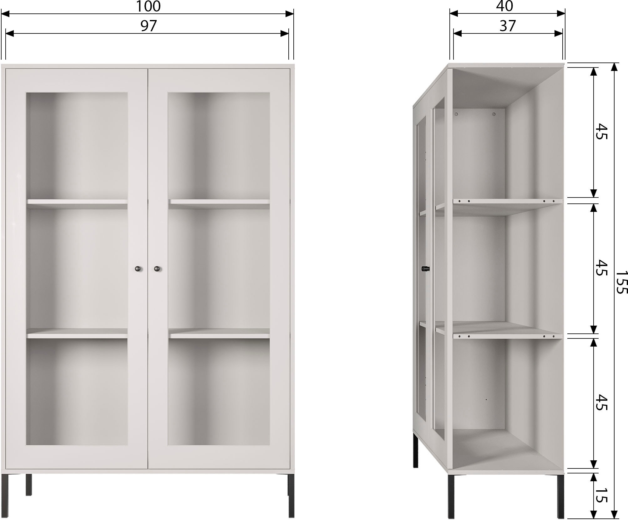 WOOOD Vitrine »Xam« aus Kiefernholz, Breite 100 cm