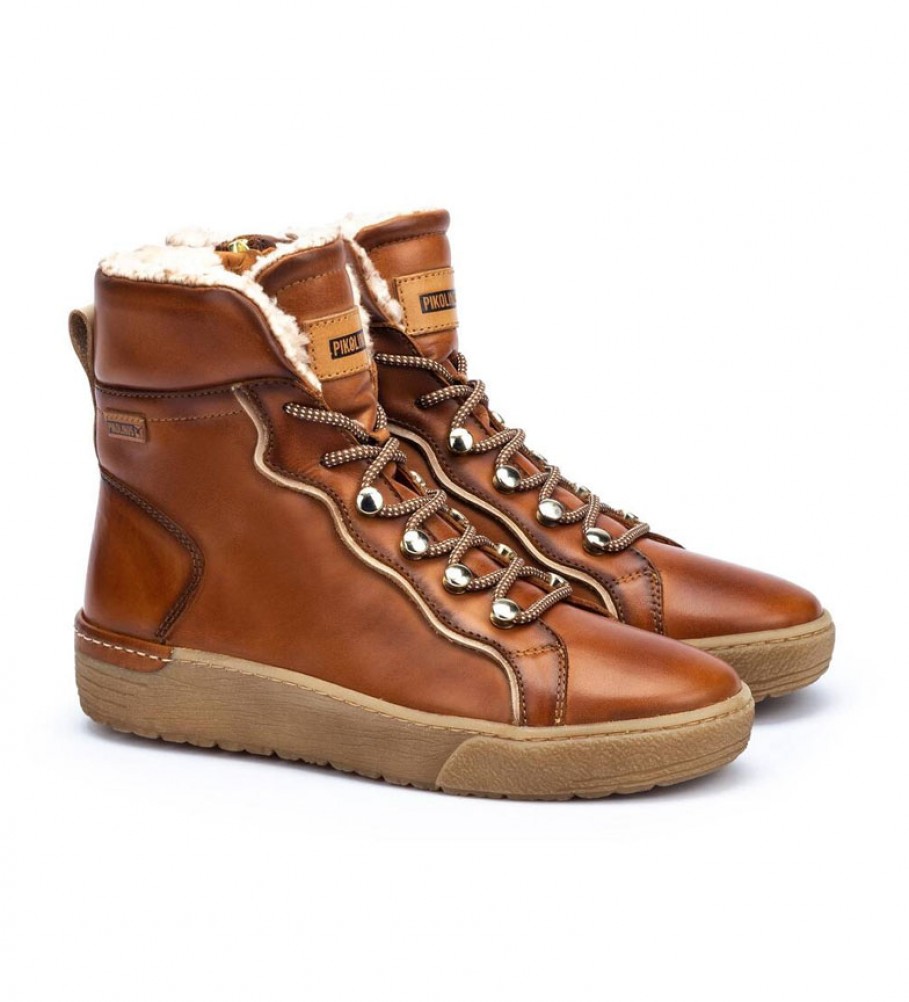 Botas de tornozelo Pikolinos Vitoria em couro cor de camelo