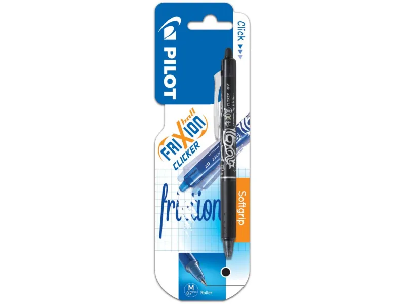 Pilot FriXion Clicker 0.7 mm m/klik sort i blister - (1 stk.)