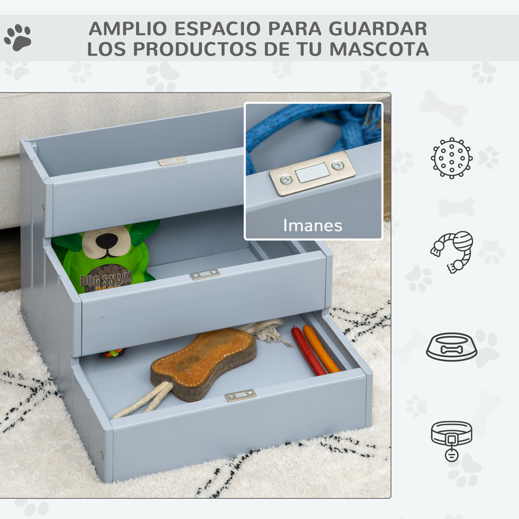 Escada para animais de estimação PawHut cinza