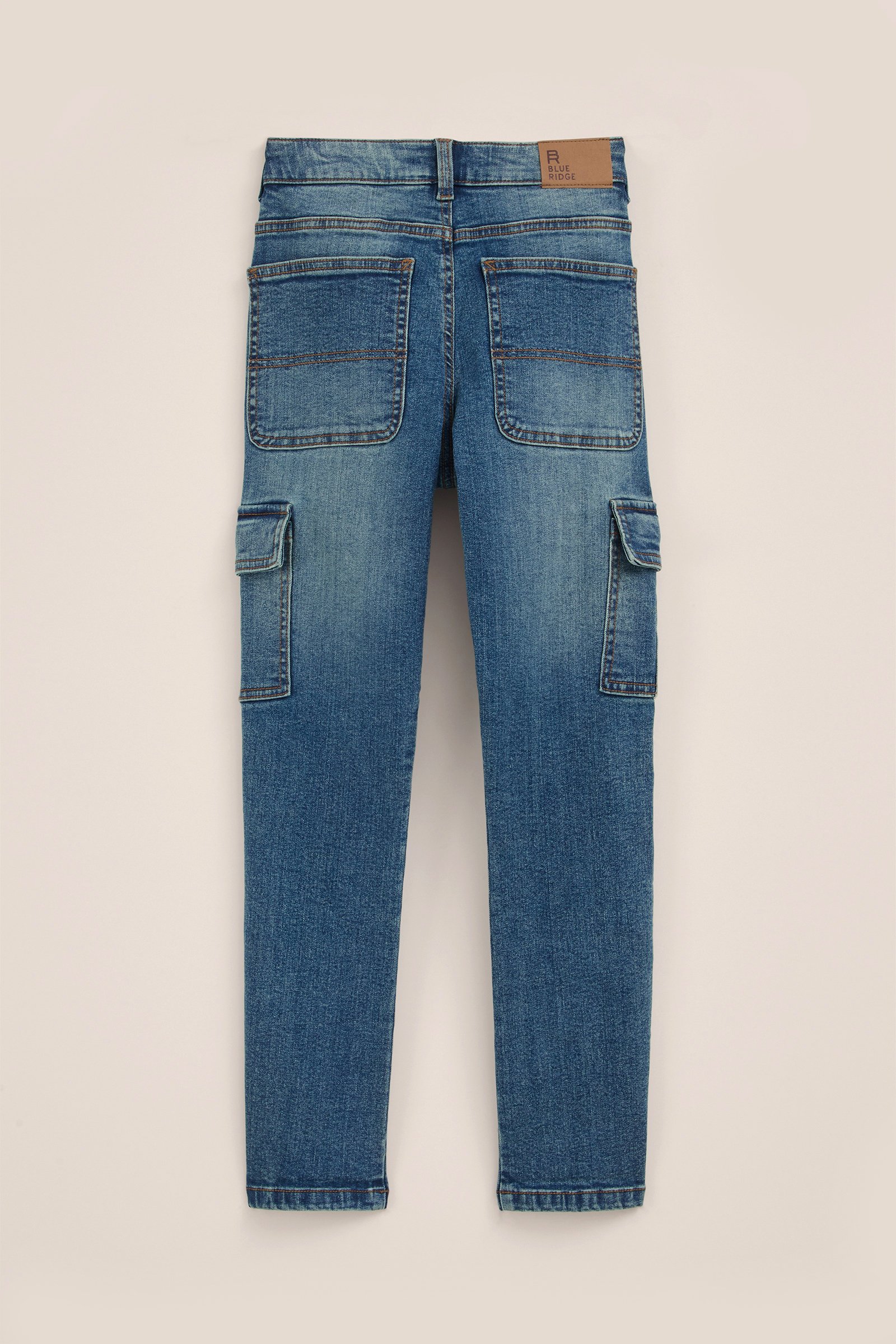 Jongens regular fit jeans met cargozakken Blue Ridge Donkerblauw