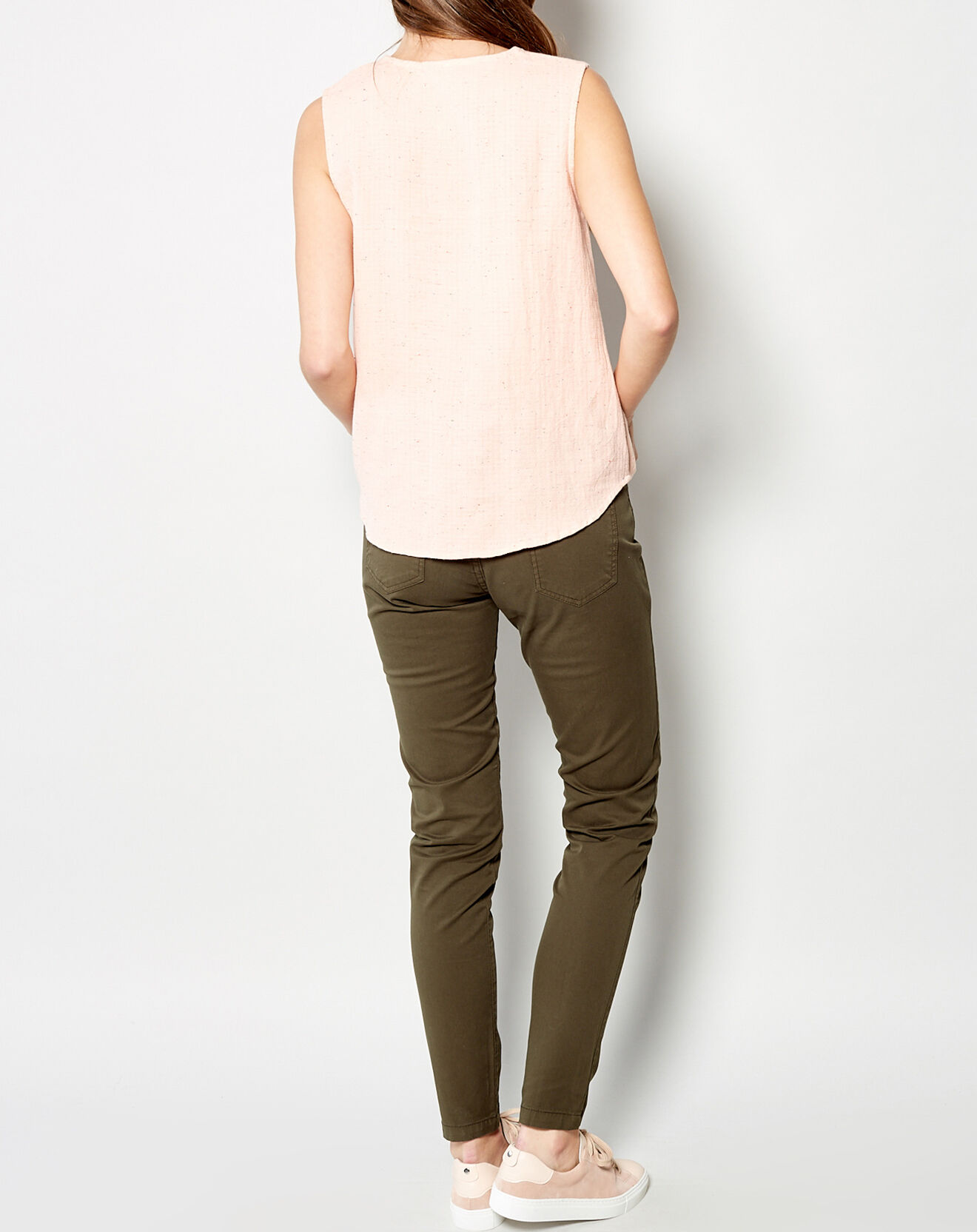 Karl Marc John Top Tablado en Coton chiné rose pâle
