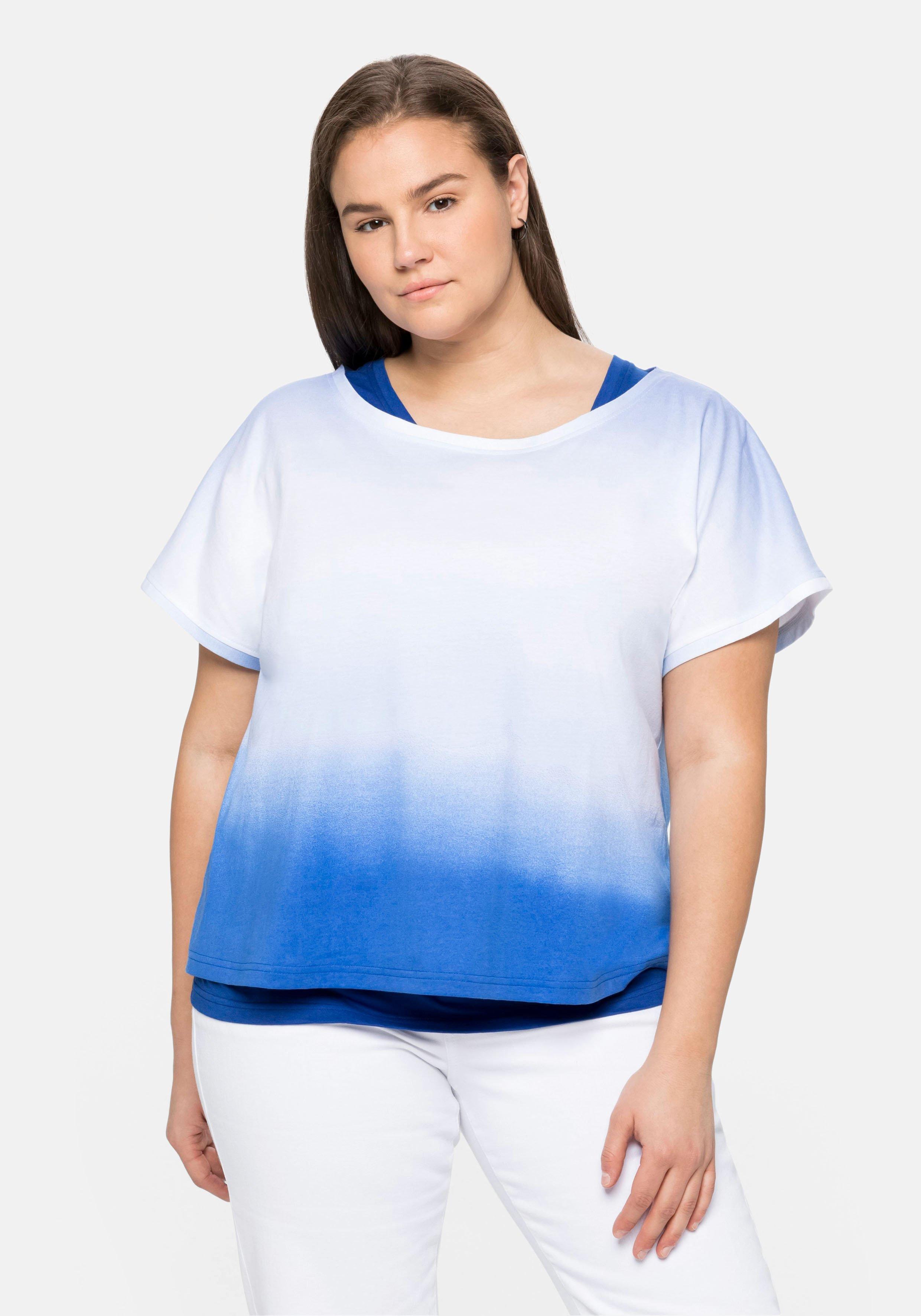 Set aus T-Shirt und Top, in gebatikter Optik