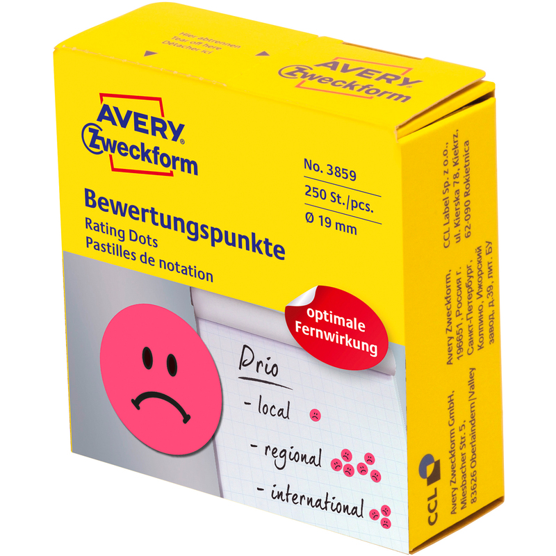 Avery Zweckform Sticker Bewertungspunkte 3859, trauriges Gesicht