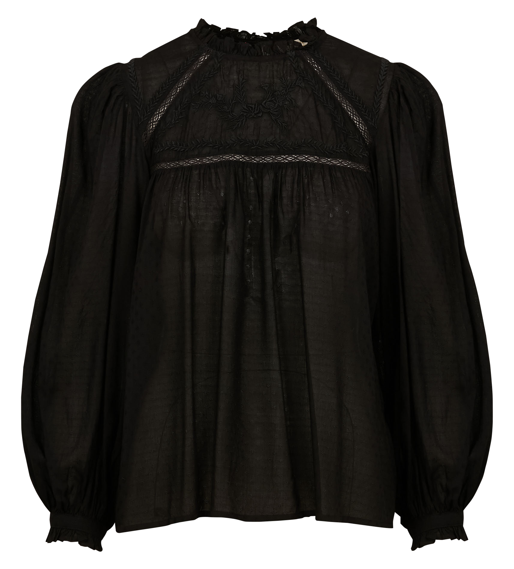 BIRSEN - Blouse droite à dentelle | Noir