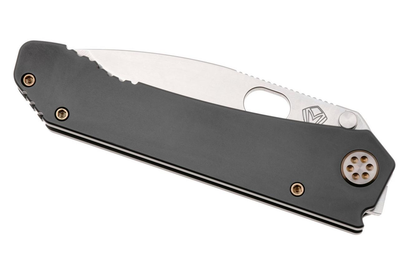 Medford 187 DP 25-187DP-02, Tumbled D2 Droppoint, Black DLC Handle, Brass/Bronze Hardware zakmes
