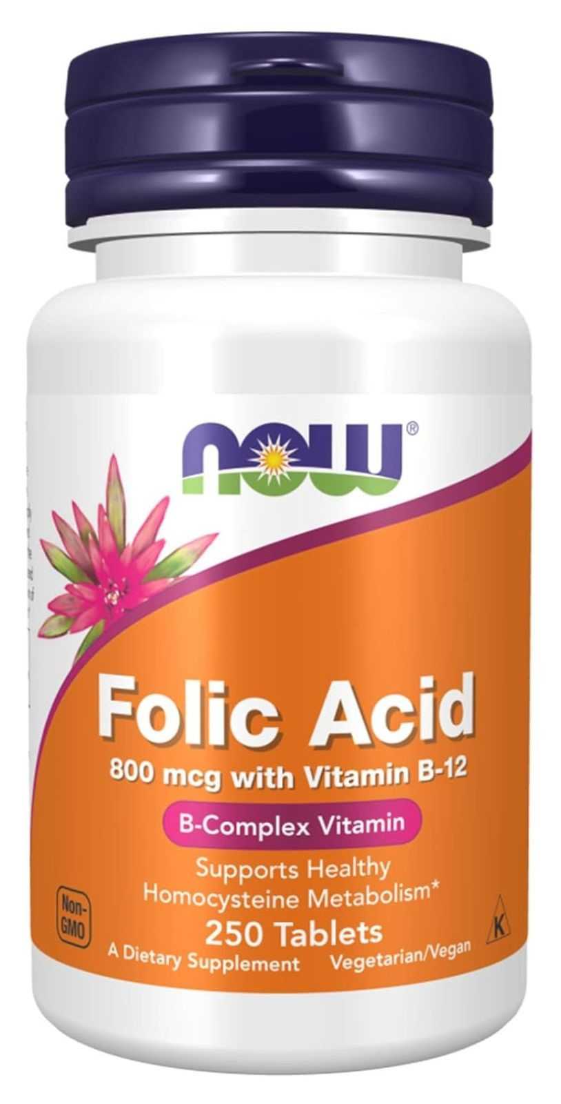 NOW Foods Ácido Fólico 800 mcg 250 comprimidos