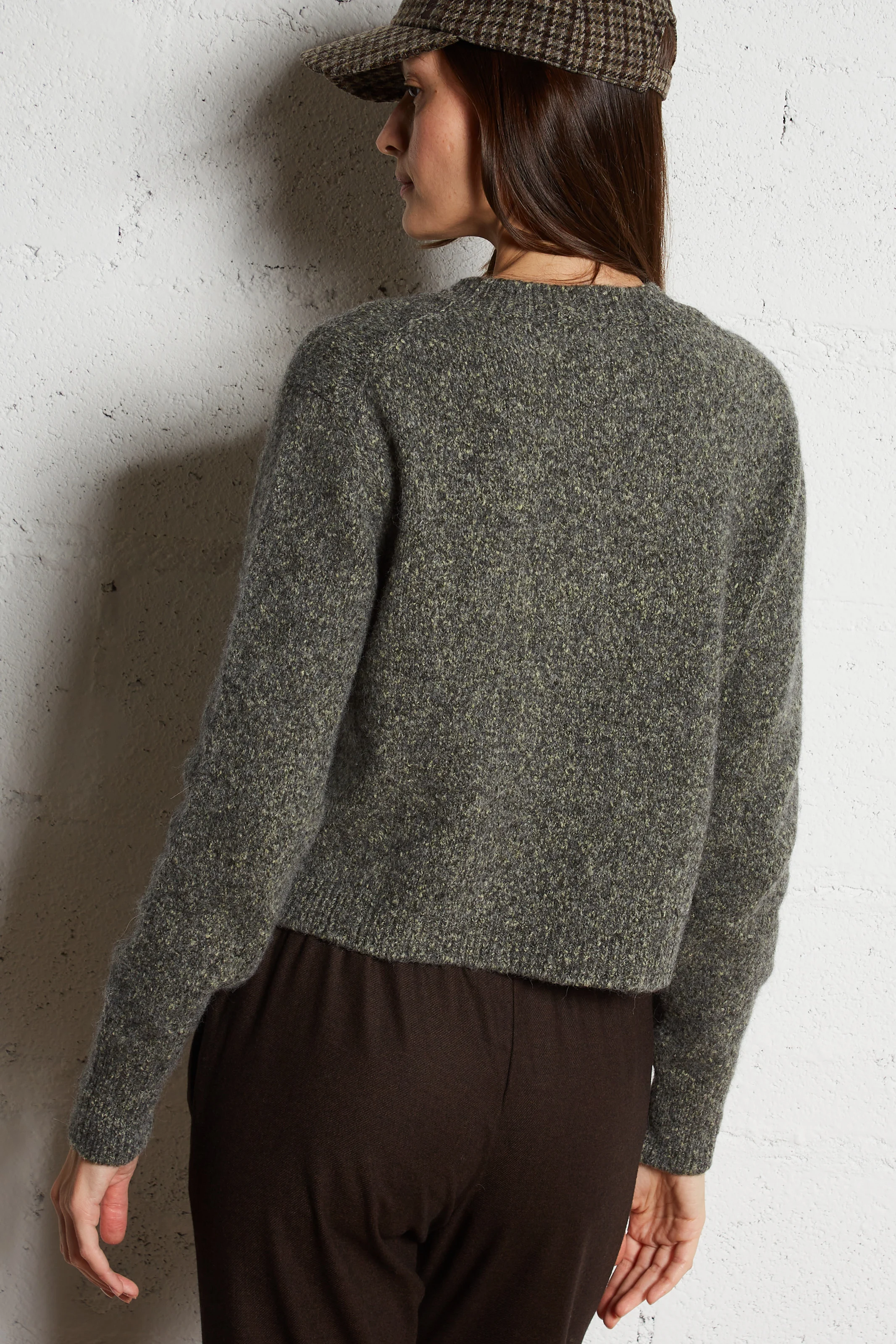 SPIKE - Gilet droit col rond en maille mélangée | Multicolore