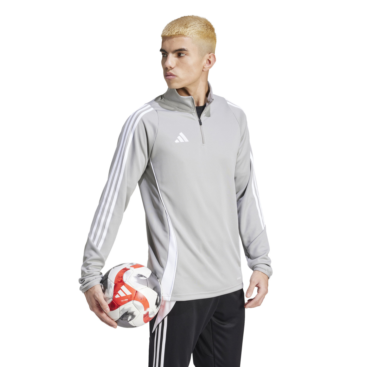 Adidas Tiro 24 Trainingstrui 1/4-Zip Lichtgrijs Wit