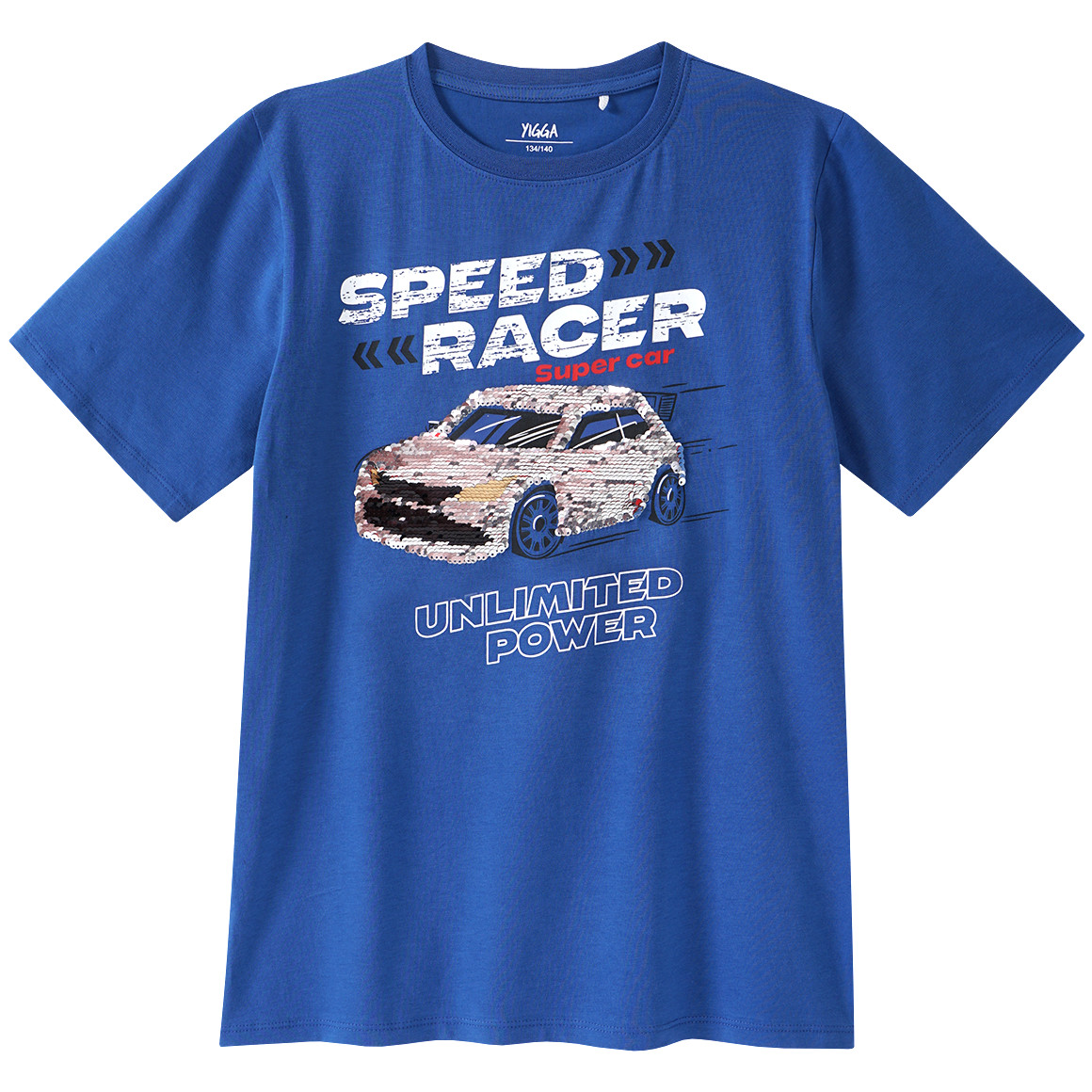 Yigga Jungen T-Shirt mit Wendepailletten blau