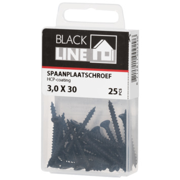 Blackline spaanplaatschroef zwart TX-10 3.0x30 mm 25 stuks
