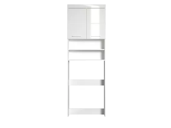 Meuble de rangement spécial de machine à laver ou WC coloris blanc brillant, blanc mat