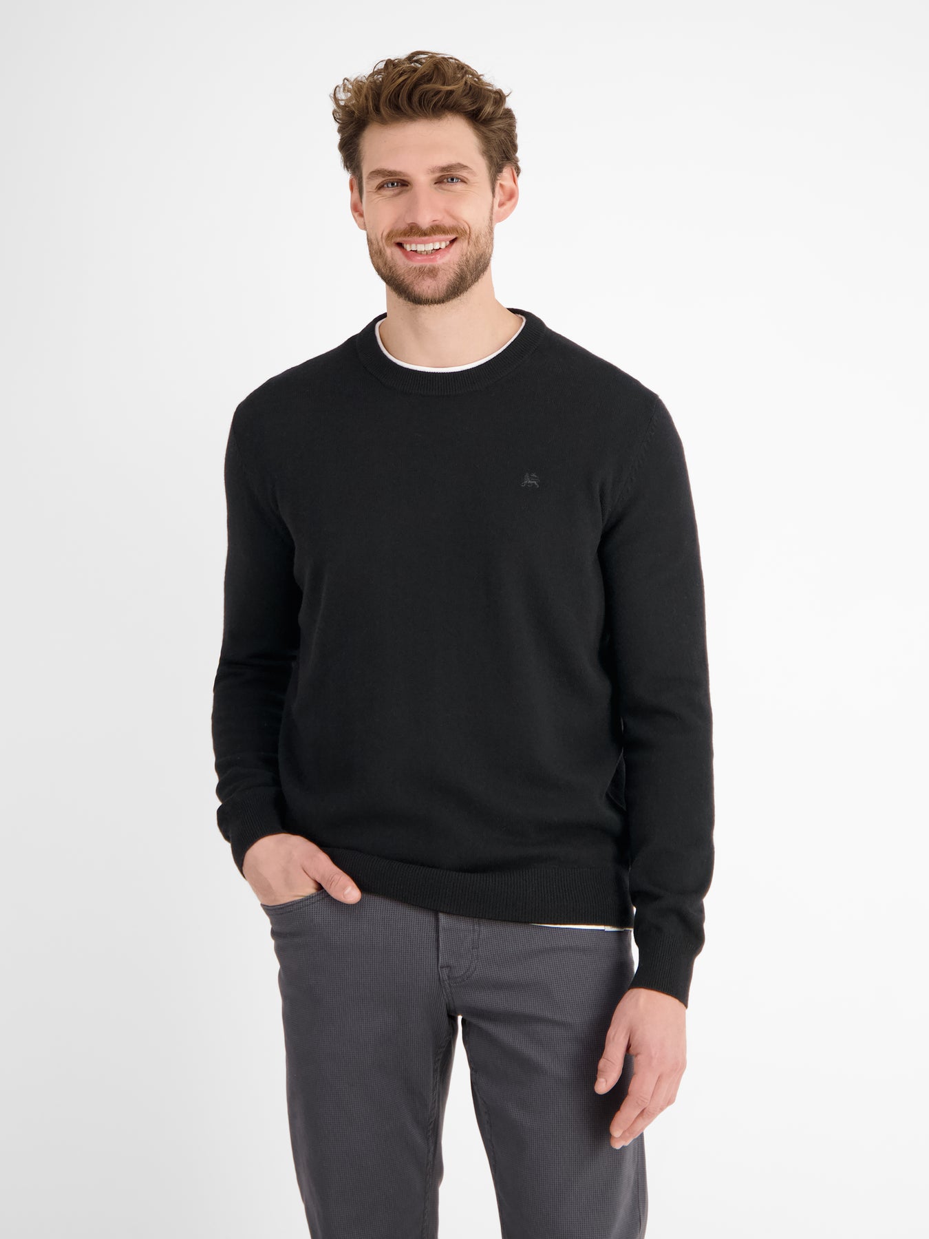 Strickpullover in weicher Schurwollqualität mit Kaschmiranteil
