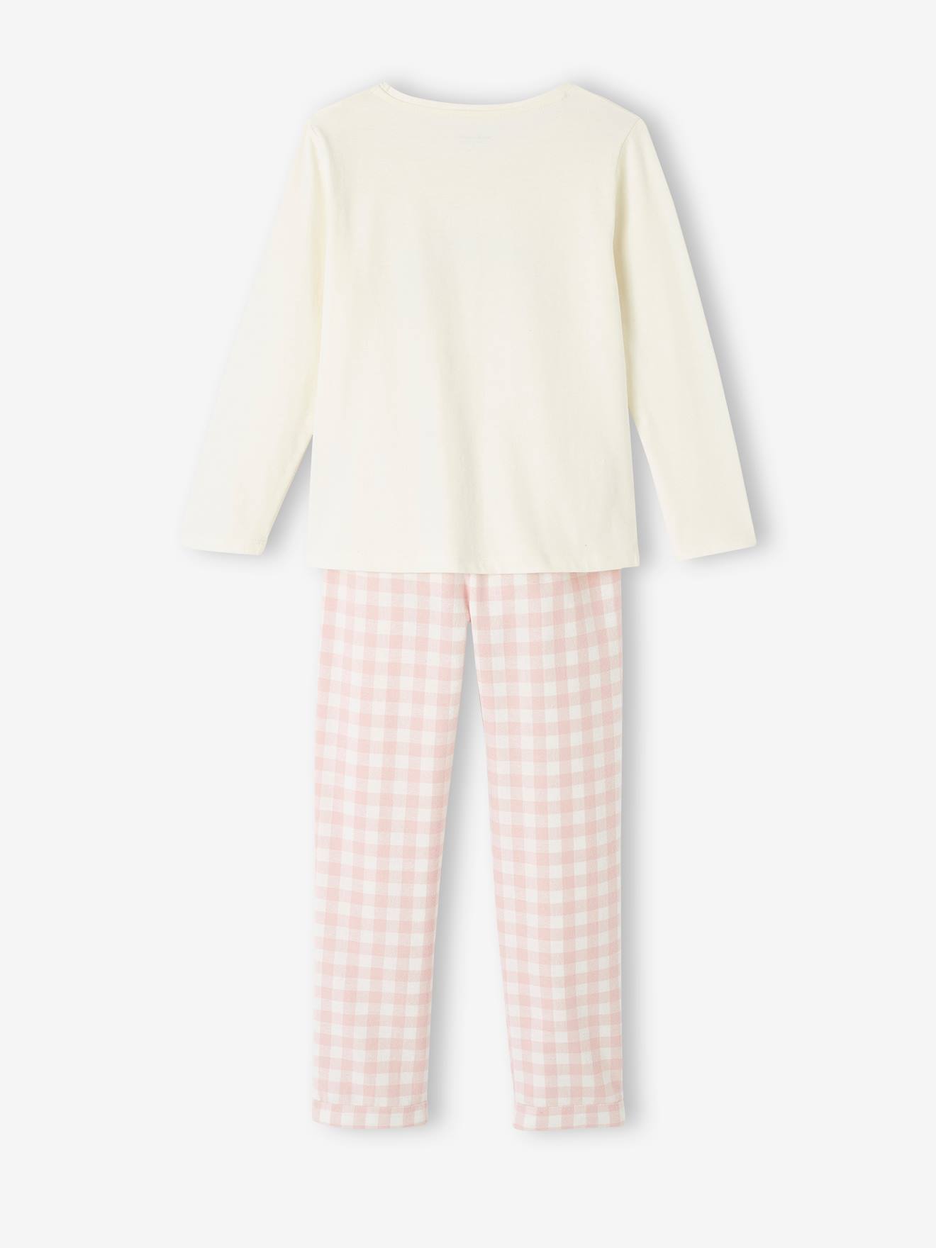 Pijama de flanela tricotada rosa 