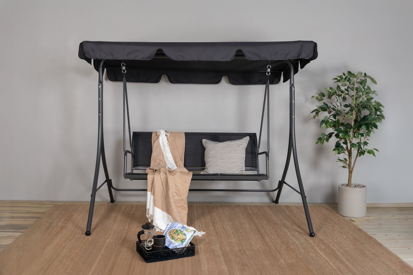 Musse Hammock Sortlakkert med sort textilene