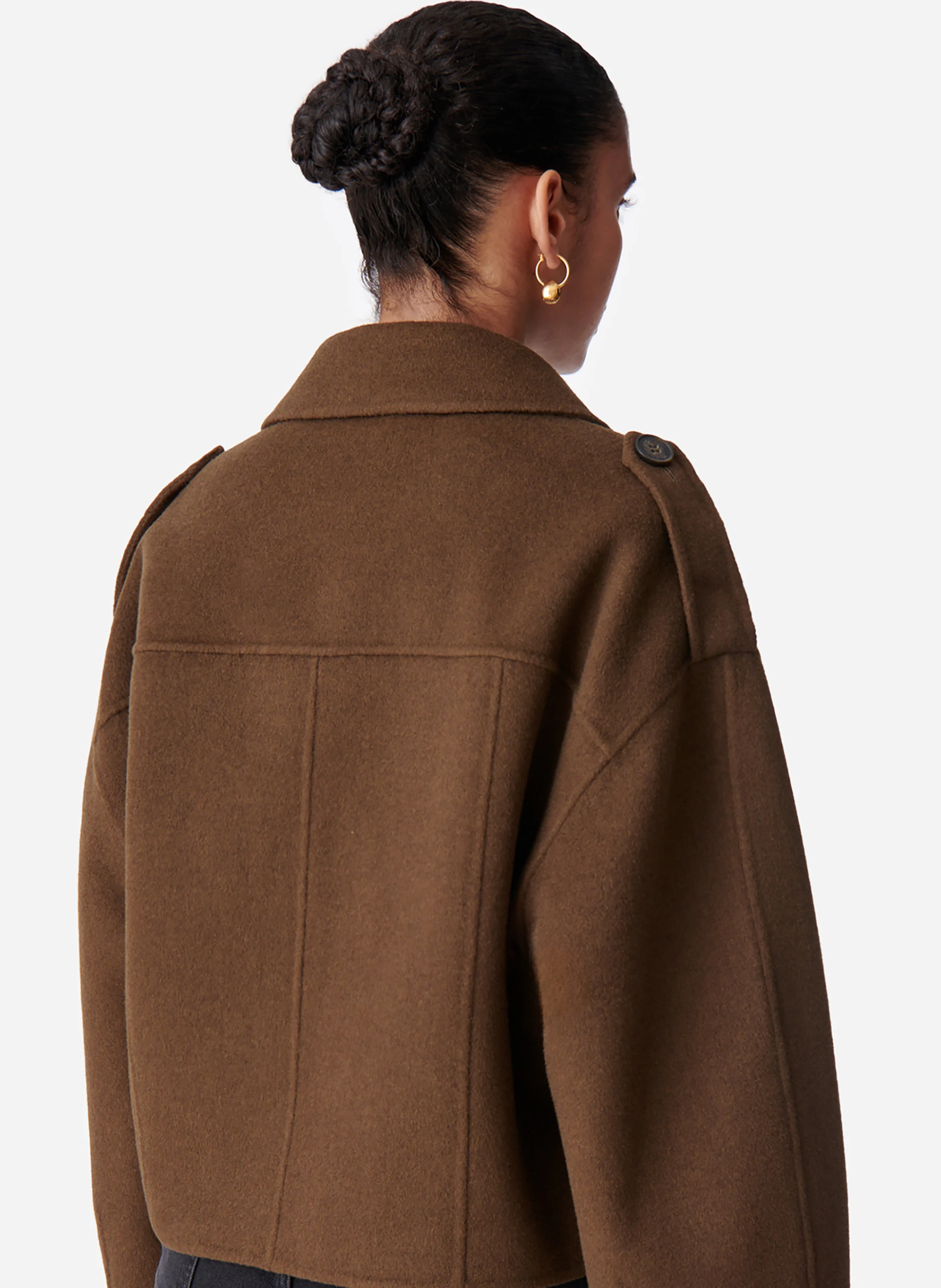 BERAN - Manteau court en laine mélangée | Kaki