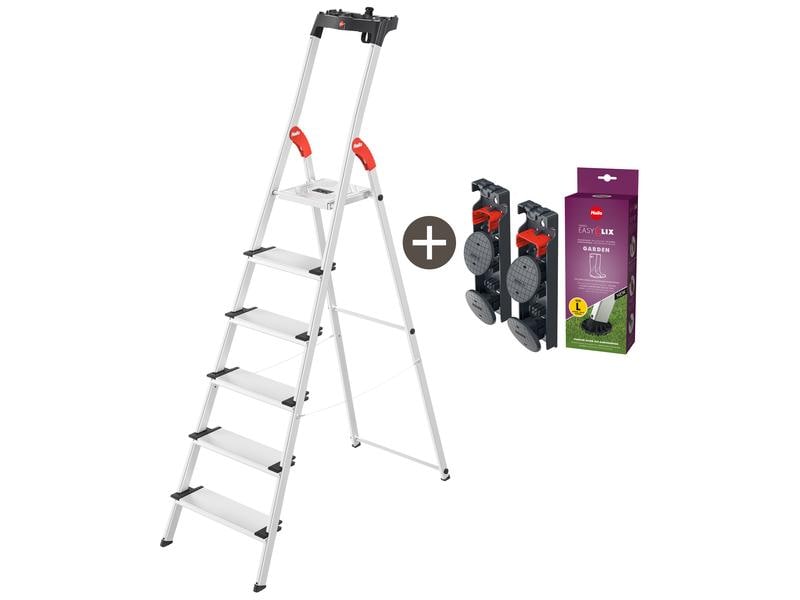 Hailo Bockleiter L80 ComfortLine Garden 6 Stufen Bockleiter mit 6 Stufen