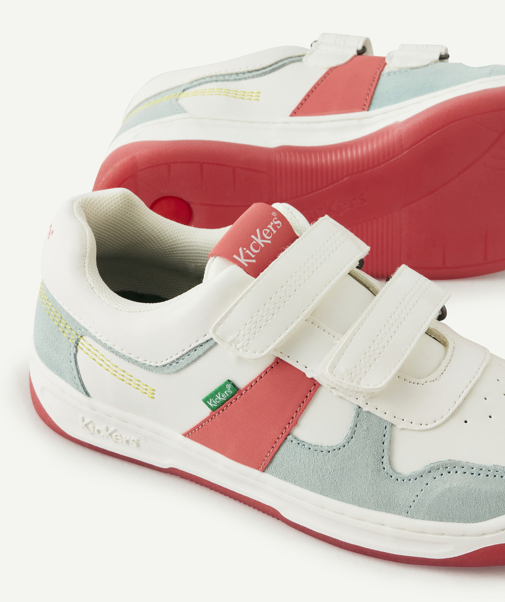 KICKERSBASKETS FILLE KALIDO BLANC ROSE BLEU AVEC SCRATCH