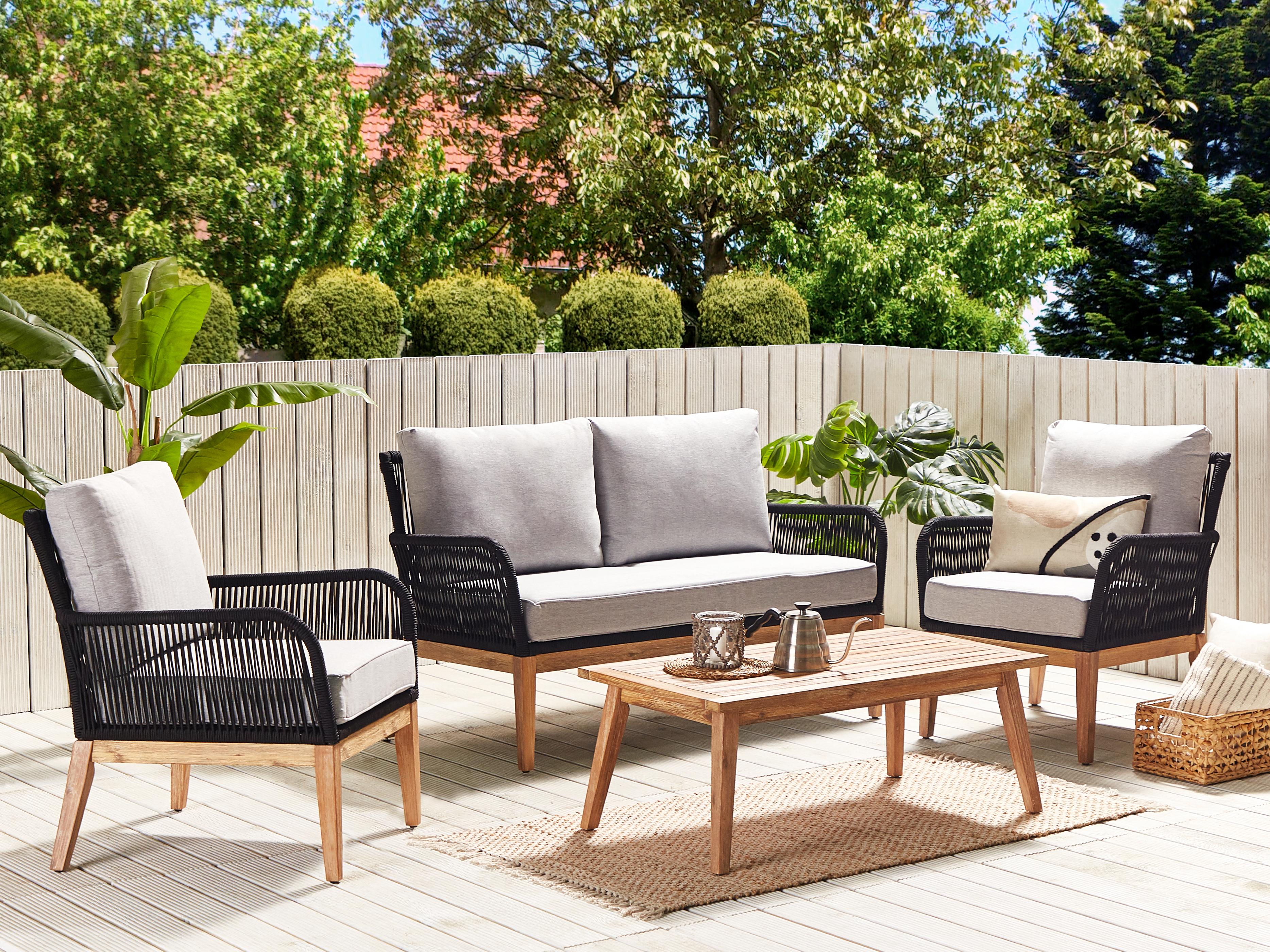 Loungeset met tafel 4-zits MERANO Acaciahout Grijs