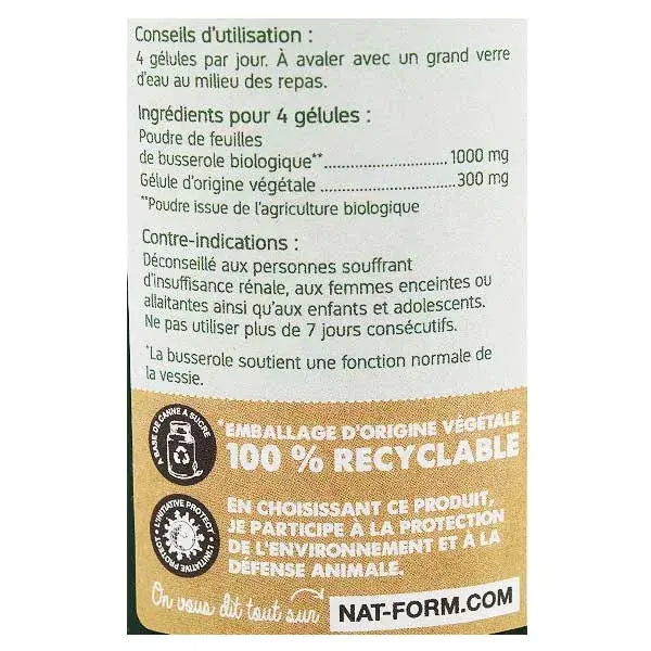 Cápsulas Vegetais de Uva-ursina Orgânica Nat & Form - 200 unidades