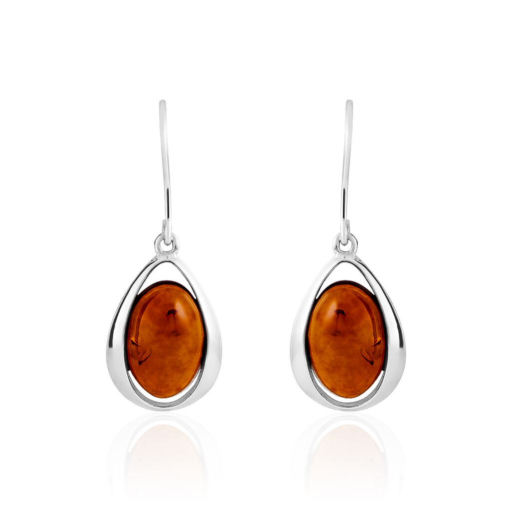 Boucles D'oreilles Pendantes Hilda Argent Blanc Ambre